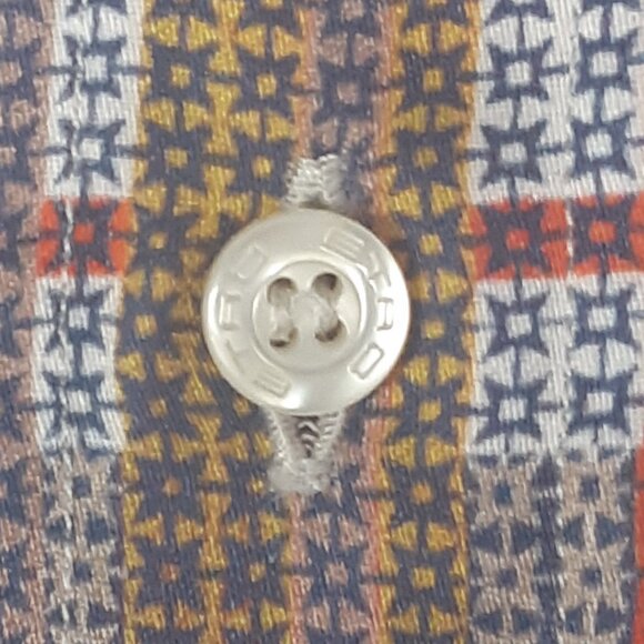 ETRO 39 SZ M Lightweight Cotton Men's Button Up Shirt, Red, Gold, Tan & Navy - Picture 9 of 15